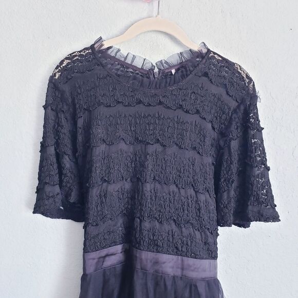 Baltic Born Darcy Black Lace Tulle Midi Dress - Picture 3 of 5